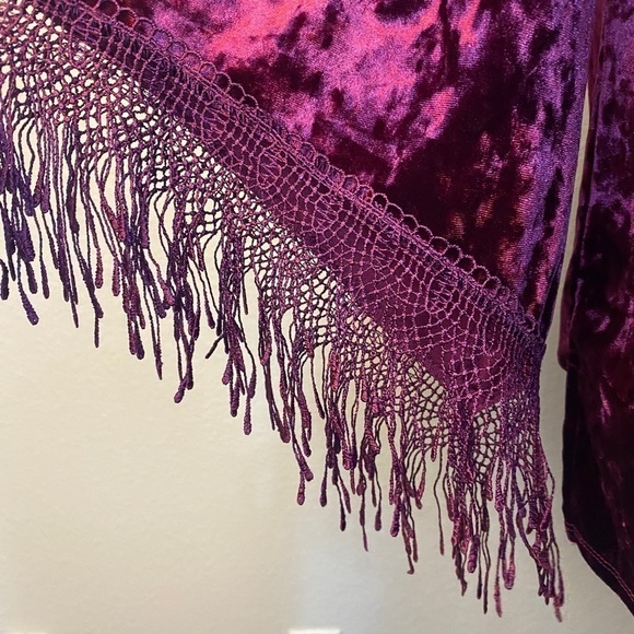 Melissa Paige Burgundy Velour Velvet Blouse sz Small - Picture 3 of 8